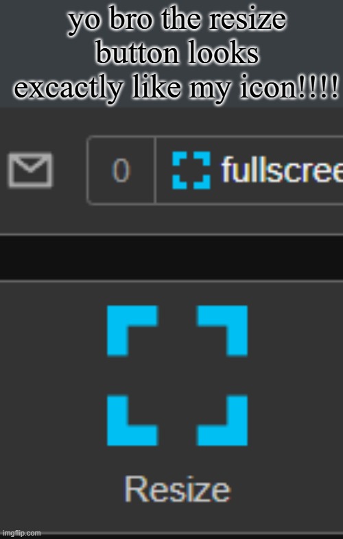 yo bro the resize button looks excactly like my icon!!!! | made w/ Imgflip meme maker