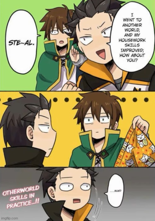 image tagged in konosuba,re zero,kazuma,subaru | made w/ Imgflip meme maker