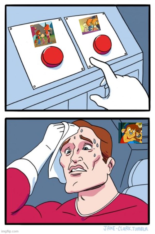 What should I choose? The li'l 3 or big 3? | image tagged in memes,two buttons | made w/ Imgflip meme maker