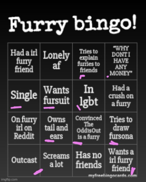 this bingo feels kinda stereotypical ngl.. | image tagged in furry bingo | made w/ Imgflip meme maker