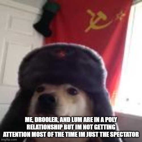 /j im not dating them | ME, DROOLER, AND LUM ARE IN A POLY RELATIONSHIP BUT IM NOT GETTING ATTENTION MOST OF THE TIME IM JUST THE SPECTATOR | made w/ Imgflip meme maker