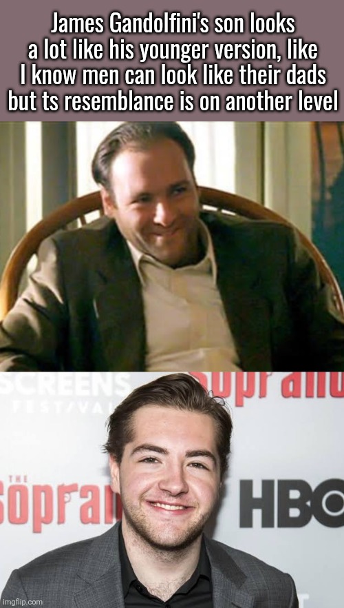 James Gandolfini's son looks a lot like his younger version, like I know men can look like their dads but ts resemblance is on another level | made w/ Imgflip meme maker