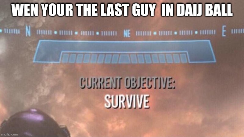 Current Objective: Survive | WEN YOUR THE LAST GUY  IN DAIJ BALL | image tagged in current objective survive | made w/ Imgflip meme maker