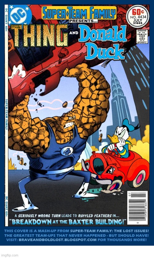 image tagged in comics,donald duck,the thing,disney,marvel comics,mashup | made w/ Imgflip meme maker