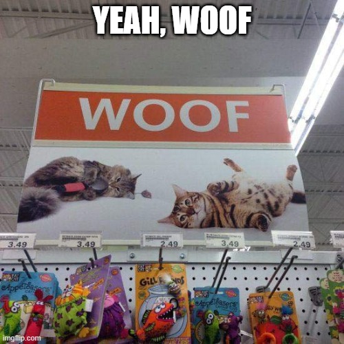 The Cat Says... | YEAH, WOOF | image tagged in you had one job | made w/ Imgflip meme maker