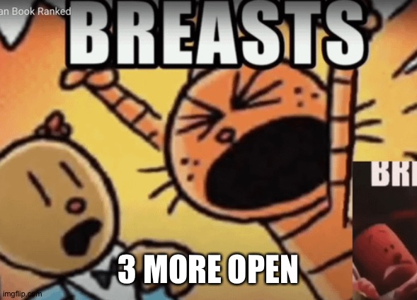 BREAST | 3 MORE OPEN | image tagged in breast | made w/ Imgflip meme maker