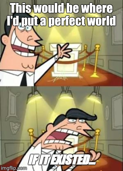 Someone kicked/banned me from their server... For being PATRIOTIC... WHY [REDACTED]??? | This would be where I'd put a perfect world; IF IT EXISTED... | image tagged in memes,this is where i'd put my trophy if i had one | made w/ Imgflip meme maker