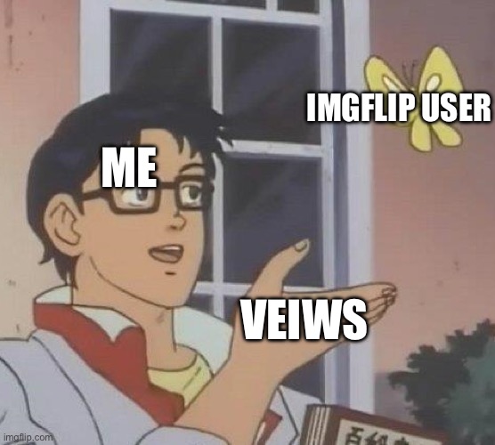 Is This A Pigeon | IMGFLIP USER; ME; VEIWS | image tagged in memes,is this a pigeon | made w/ Imgflip meme maker