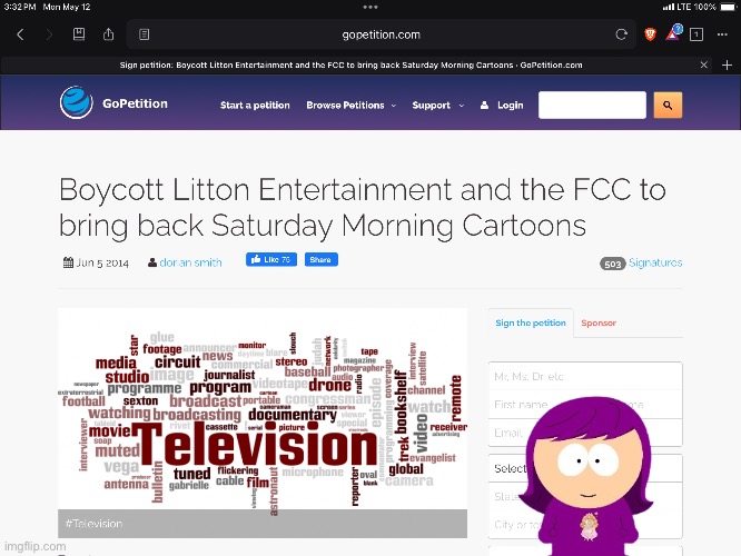 I am against Litton Entertainment | image tagged in petition,protest,boycott,south park,saturday,cartoons | made w/ Imgflip meme maker