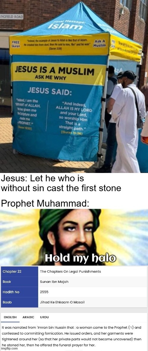 And I'm Atheist... | image tagged in islam,christianity,sarcasm,irony | made w/ Imgflip meme maker