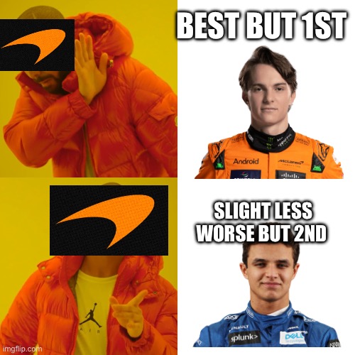 Drake Hotline Bling Meme | BEST BUT 1ST; SLIGHT LESS WORSE BUT 2ND | image tagged in memes,drake hotline bling | made w/ Imgflip meme maker