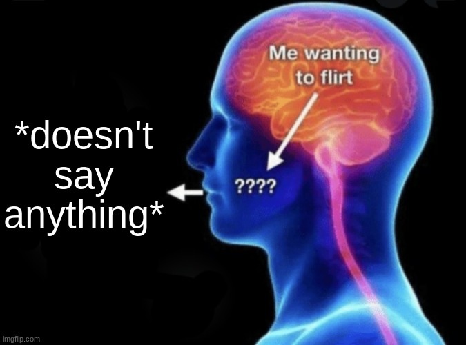 Me wanting to flirt | *doesn't say anything* | image tagged in me wanting to flirt | made w/ Imgflip meme maker