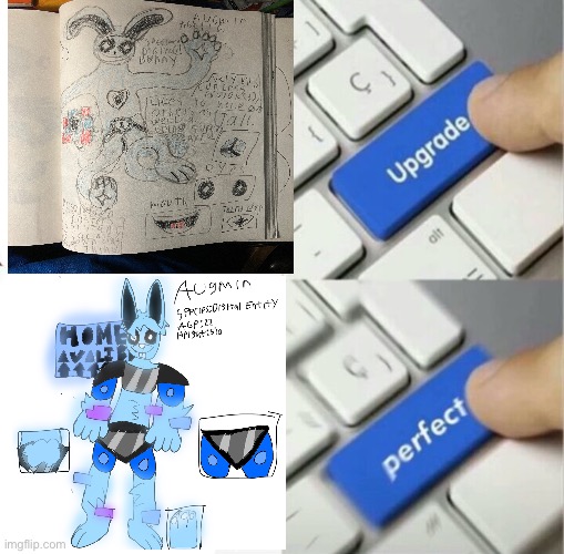 Augmin's upgrade | image tagged in upgraded to perfection | made w/ Imgflip meme maker