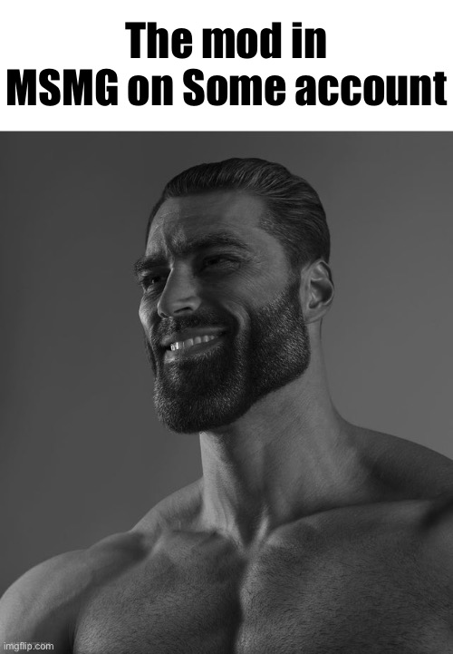 Giga Chad | The mod in MSMG on Some account | image tagged in giga chad | made w/ Imgflip meme maker