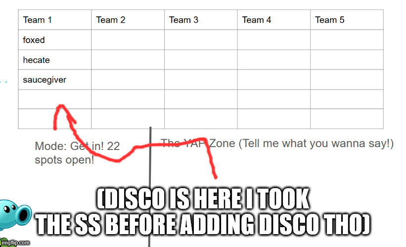 (DISCO IS HERE I TOOK THE SS BEFORE ADDING DISCO THO) | made w/ Imgflip meme maker