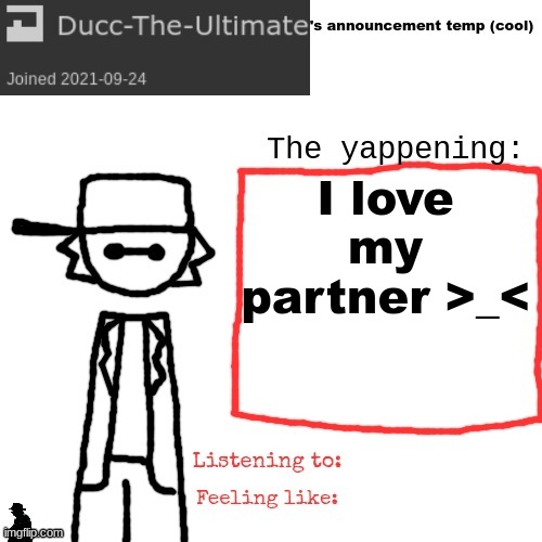 Fun fact: My lover is actually genderfluid (and I accept that) | I love my partner >_< | image tagged in ducc-the-ultimate's announcement temp cool | made w/ Imgflip meme maker