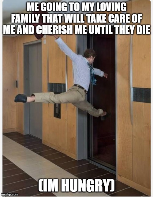 Leaving on Friday | ME GOING TO MY LOVING FAMILY THAT WILL TAKE CARE OF ME AND CHERISH ME UNTIL THEY DIE; (IM HUNGRY) | image tagged in leaving on friday | made w/ Imgflip meme maker