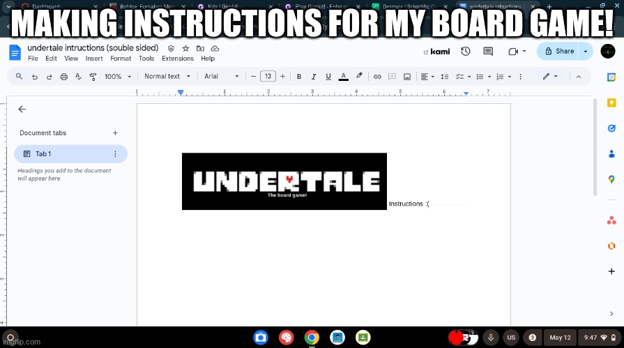 MAKING INSTRUCTIONS FOR MY BOARD GAME! | made w/ Imgflip meme maker