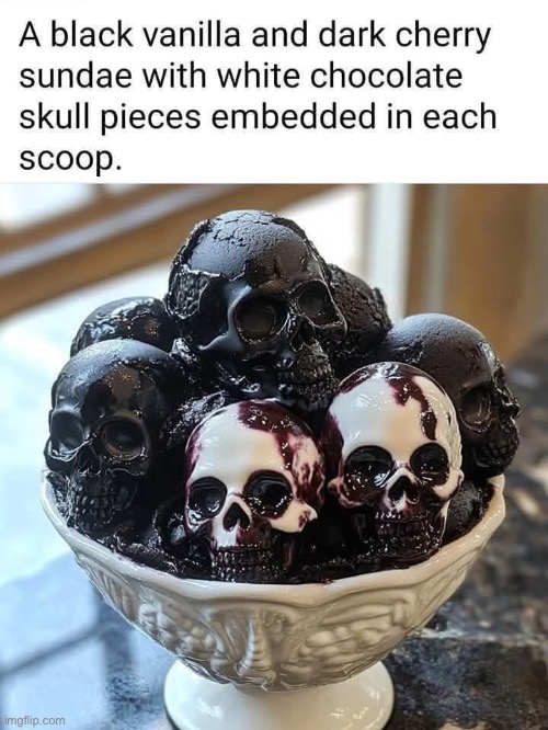 Skull Sundae | image tagged in skull,dessert | made w/ Imgflip meme maker