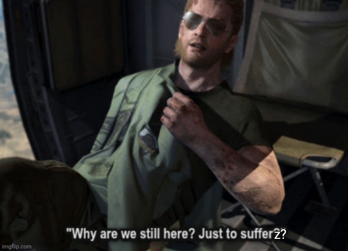 Why are we still here? Just to suffer? | z? | image tagged in why are we still here just to suffer | made w/ Imgflip meme maker