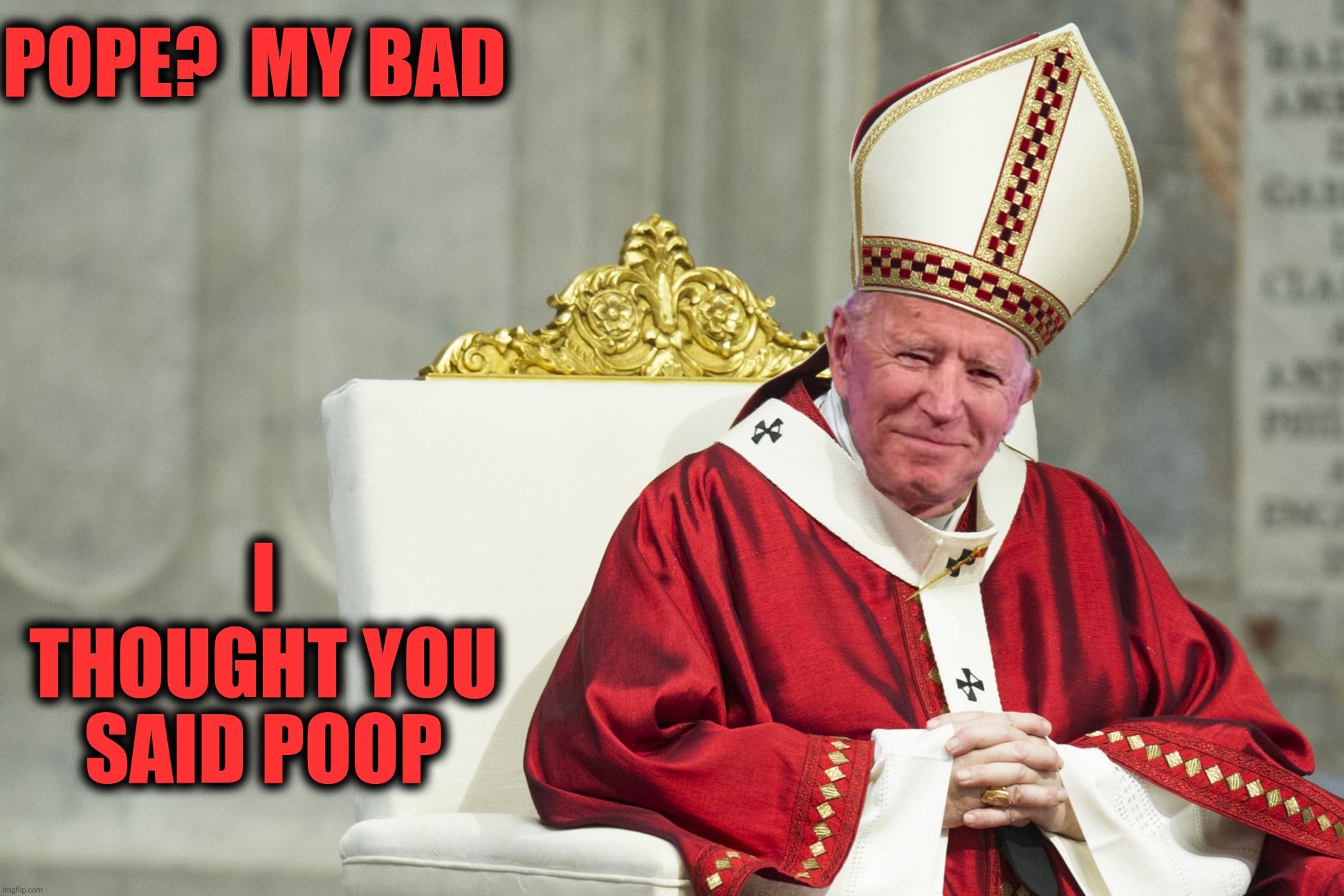 POPE?  MY BAD I THOUGHT YOU SAID POOP | made w/ Imgflip meme maker