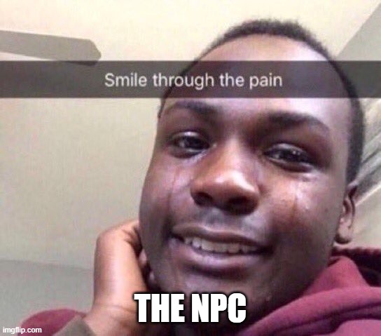 Smile through pain | THE NPC | image tagged in smile through pain | made w/ Imgflip meme maker