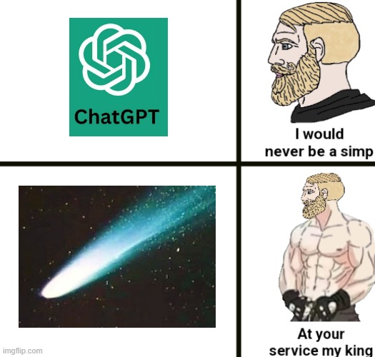 comets are beautiful | image tagged in i would never be a simp,memes,comet | made w/ Imgflip meme maker