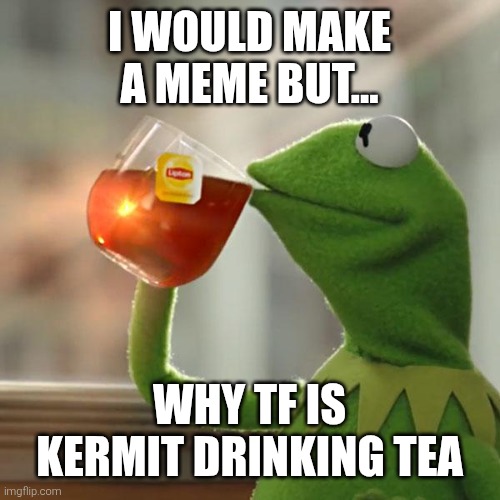 But That's None Of My Business | I WOULD MAKE A MEME BUT... WHY TF IS KERMIT DRINKING TEA | image tagged in memes,but that's none of my business,kermit the frog,funny memes,fun,lol so funny | made w/ Imgflip meme maker