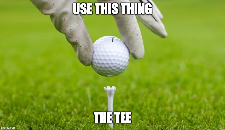Teeing Up Golf Ball | USE THIS THING THE TEE | image tagged in teeing up golf ball | made w/ Imgflip meme maker
