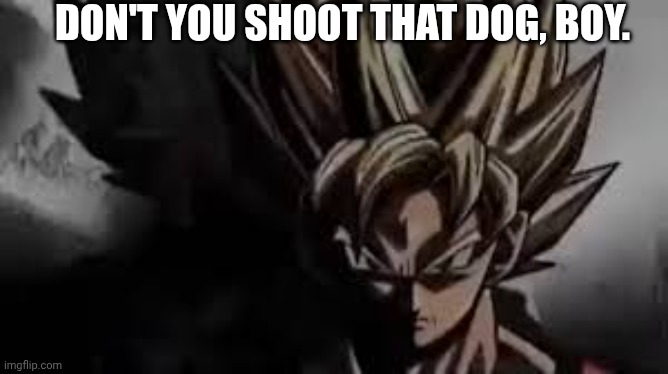 DON'T YOU SHOOT THAT DOG, BOY. | image tagged in goku | made w/ Imgflip meme maker