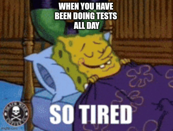 Spungebob | WHEN YOU HAVE 
BEEN DOING TESTS 
ALL DAY | image tagged in funny,school | made w/ Imgflip meme maker