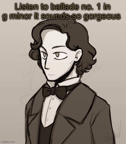 Frederic Chopin | Listen to ballade no. 1 in g minor it sounds so gorgeous | image tagged in frederic chopin | made w/ Imgflip meme maker