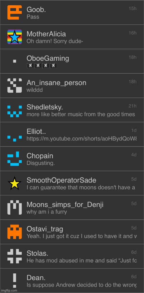 My long memechat list | image tagged in msmg,memechat | made w/ Imgflip meme maker