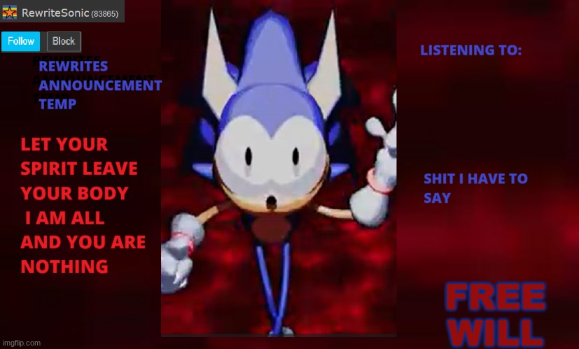 Rewrite annoucement temp | FREE WILL | image tagged in rewrite annoucement temp | made w/ Imgflip meme maker