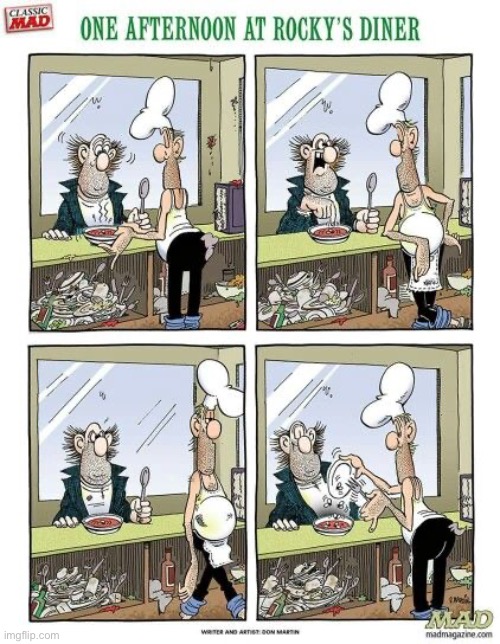 image tagged in comics,mad magazine,diner,fly in my soup | made w/ Imgflip meme maker
