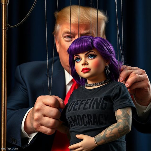 JUST PULLING THEIR STRINGS | image tagged in trump,liberals,democracy | made w/ Imgflip meme maker