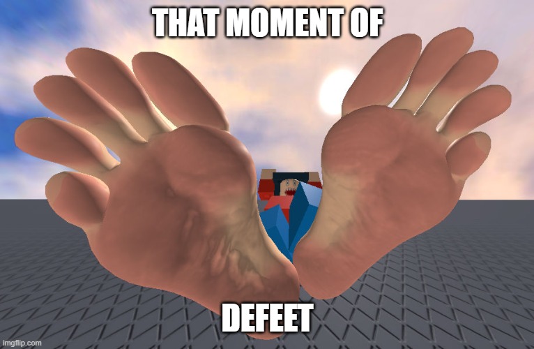 Roblox Feet | THAT MOMENT OF; DEFEET | image tagged in roblox feet | made w/ Imgflip meme maker