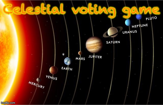 Vote out any celestial body | Celestial voting game | image tagged in solar system | made w/ Imgflip meme maker