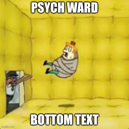 Mrs puff asylum | PSYCH WARD; BOTTOM TEXT | image tagged in mrs puff asylum | made w/ Imgflip meme maker