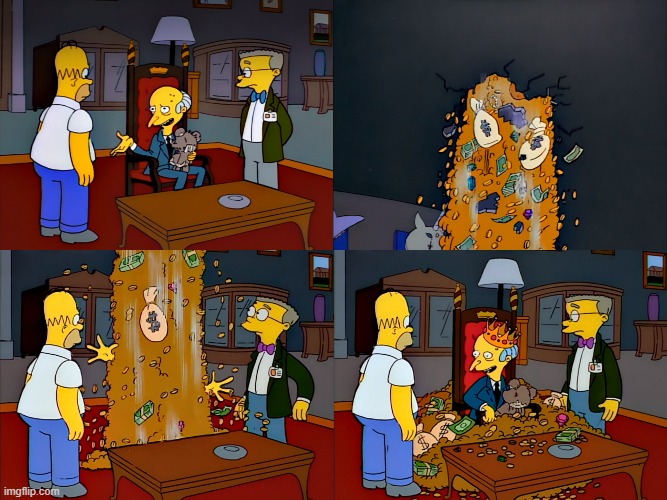 Strapped For Cash | image tagged in the simpsons,homer simpson,mr burns | made w/ Imgflip meme maker