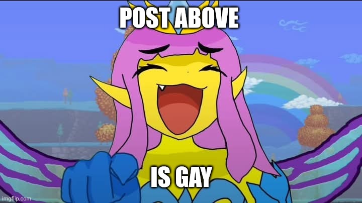 Empress of Light point and laugh | POST ABOVE; IS GAY | image tagged in empress of light point and laugh | made w/ Imgflip meme maker