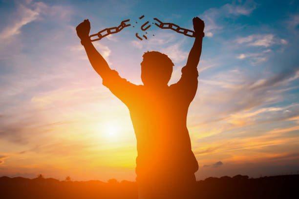 Man breaking chains Blank Meme Template