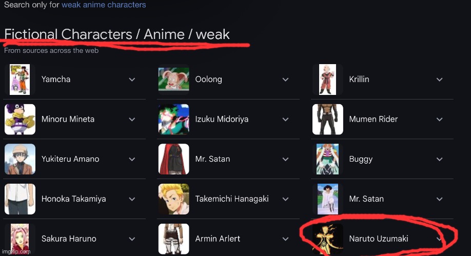 I dont think hes supposed to be in that category- | image tagged in memes,anime | made w/ Imgflip meme maker