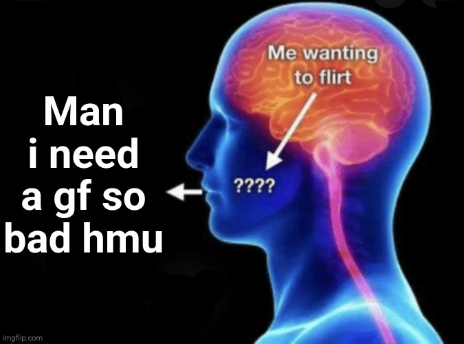 Me wanting to flirt | Man i need a gf so bad hmu | image tagged in me wanting to flirt | made w/ Imgflip meme maker
