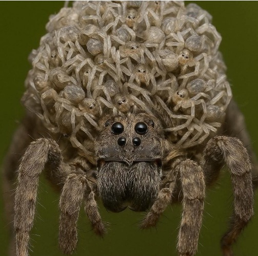 Wolf Spider Mom | image tagged in disgusting,spiders | made w/ Imgflip meme maker