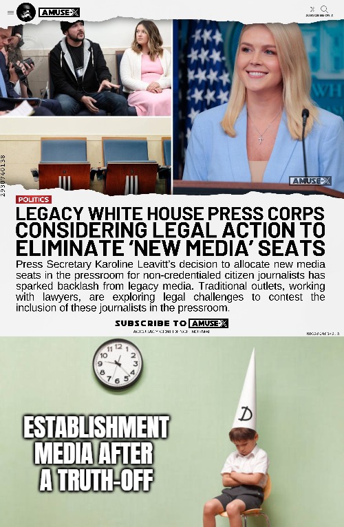 More useless legal actions. Now towards almost the only "other side" that exists at briefings. Dems hate losing full power | ESTABLISHMENT MEDIA AFTER 
A TRUTH-OFF | image tagged in liberal media,american politics,donald trump,democrats | made w/ Imgflip meme maker