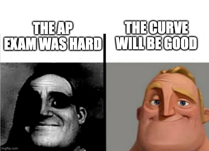 Hard AP classes | THE CURVE WILL BE GOOD; THE AP EXAM WAS HARD | image tagged in teacher s copy mirrored | made w/ Imgflip meme maker