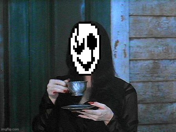 Morticia drinking tea | image tagged in morticia drinking tea | made w/ Imgflip meme maker