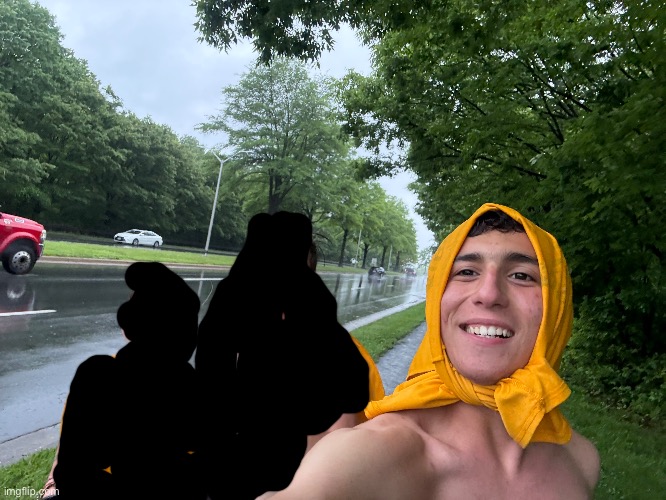 Running in the rain is goated | made w/ Imgflip meme maker