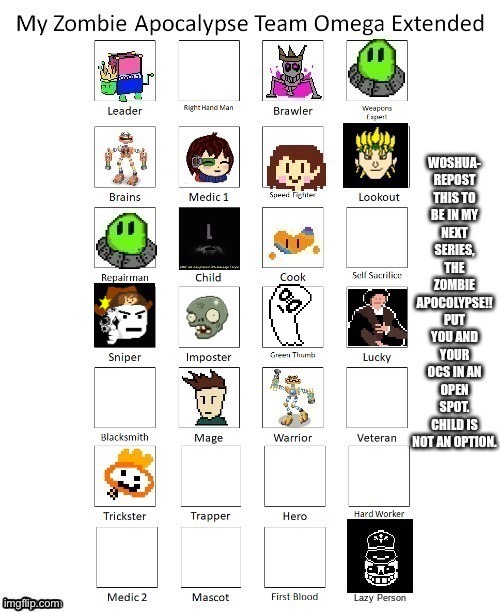 I love plants so I chose green thumb. | image tagged in my zombie apocalypse team,plants | made w/ Imgflip meme maker